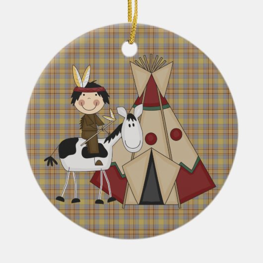 Kerstmis Collectie Indiaas Indiaas paard Keramisch Ornament (Voorkant)