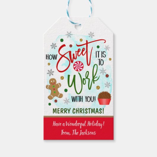 Kerstmis collega hoe lief om met u te werken cadeaulabel (Voorkant)
