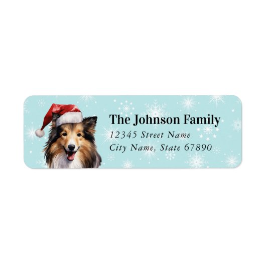 Kerstmis Collie Return Address Labels (Voorkant)