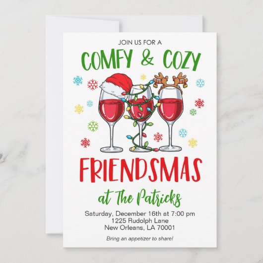 Kerstmis Comfy Cosy Friendsmas Kaart (Voorkant)