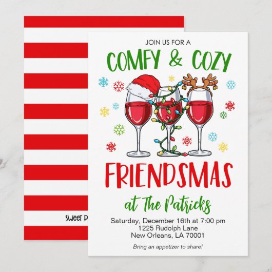 Kerstmis Comfy Cosy Friendsmas Kaart (Voorkant / Achterkant)