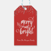 Kerstmis, Confetti, Rood, Merry en Helder Cadeaulabel (Voorkant)