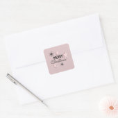 Kerstmis Cookie Gingersnap Roze Vierkante Sticker (Envelop)