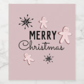 Kerstmis Cookie Ontbijtkoek Roze Wijn Etiket (Enkel label)