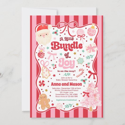 Kerstmis Coquette Boog Baby Shower Kaart (Voorkant)