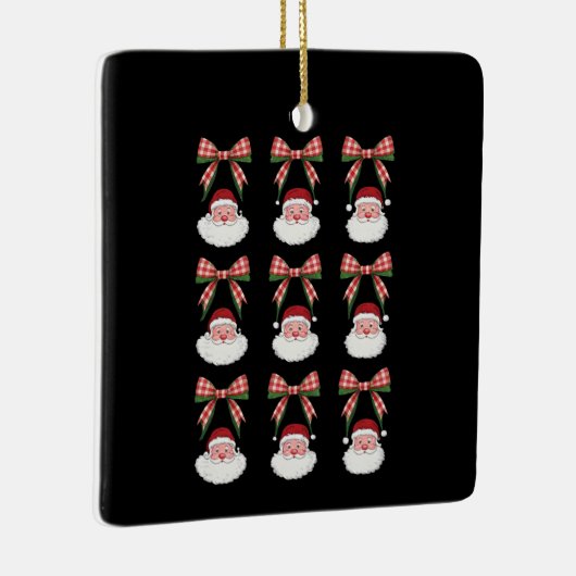 Kerstmis Coquette Bow Santa  Xmas Retro Keramisch Ornament (Rechts)