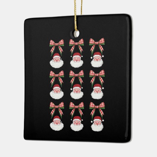 Kerstmis Coquette Bow Santa  Xmas Retro Keramisch Ornament (Links)