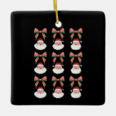 Kerstmis Coquette Bow Santa  Xmas Retro Keramisch Ornament (Voorkant)