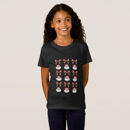 Kerstmis Coquette Bow Santa  Xmas Retro T-shirt (Voorkant volledig)