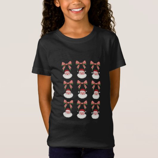 Kerstmis Coquette Bow Santa  Xmas Retro T-shirt (Voorkant)