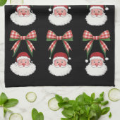 Kerstmis Coquette Bow Santa  Xmas Retro Theedoek (Gevouwen)
