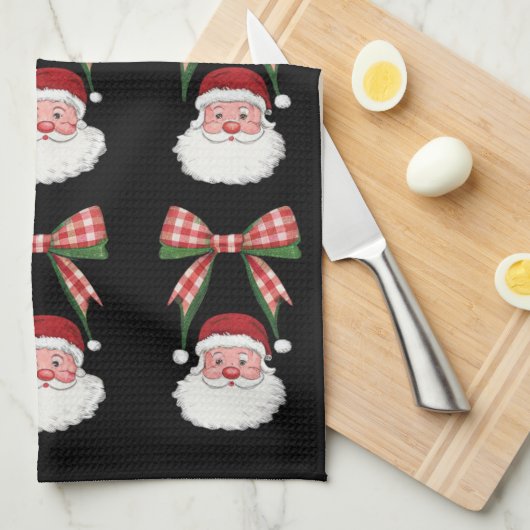 Kerstmis Coquette Bow Santa Xmas Retro Theedoek (Quarter Fold)