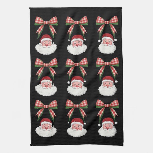 Kerstmis Coquette Bow Santa  Xmas Retro Theedoek (Verticaal)