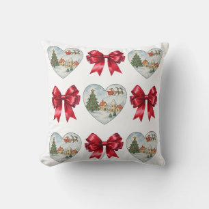Kerstmis Coquette Hart en Strikken Patroon Kussen
