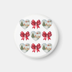 Kerstmis Coquette Hart en Strikken Patroon Magneet