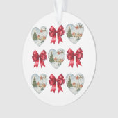 Kerstmis Coquette Hart en Strikken Patroon Ornament (voorkant)