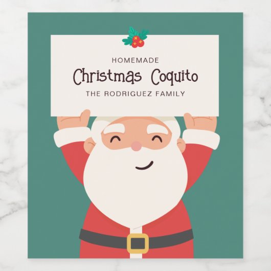 Kerstmis Coquito Wijn Etiket (Enkel label)