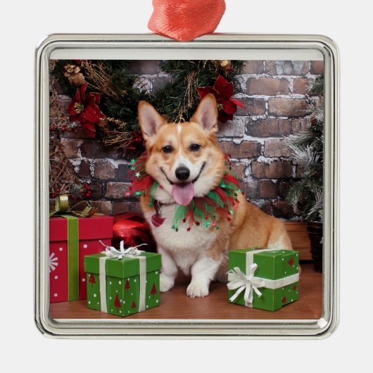 Kerstmis - Corgi - Cal Metalen Ornament (Voorkant)