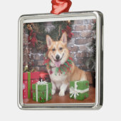 Kerstmis - Corgi - Cal Metalen Ornament (Links)