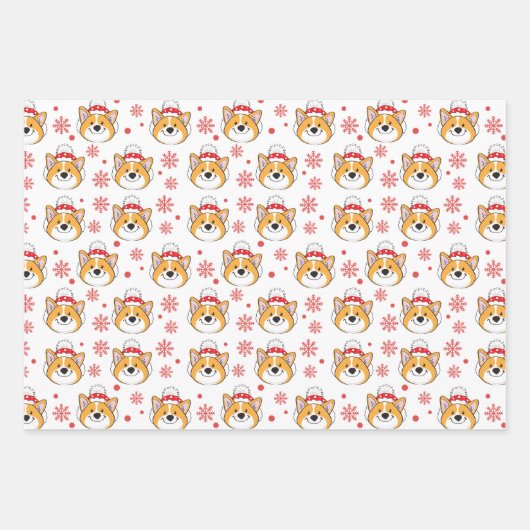Kerstmis Corgi Dog en Stripes Inpakpapier Vel (Voorkant)