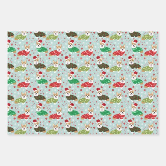 Kerstmis Corgi Dog Inpakpapier Vel (Voorkant 2)
