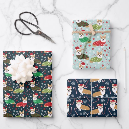 Kerstmis Corgi Dog Inpakpapier Vel (Voorkant)