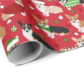 Kerstmis Corgi Dogs Cadeaupapier (Rol Hoek)