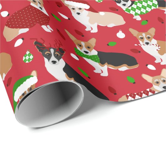 Kerstmis Corgi Dogs Cadeaupapier (Rol Hoek)