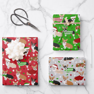 Kerstmis Corgi Dogs Inpakpapier Vel