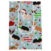 Kerstmis Corgi Dogs Medium Gift Bag Cadeauzakje (Achterkant)