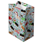 Kerstmis Corgi Dogs Medium Gift Bag Cadeauzakje (Achterkant Gekanteld)