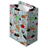 Kerstmis Corgi Dogs Medium Gift Bag Medium Cadeauzakje (Voorkant Gekanteld)