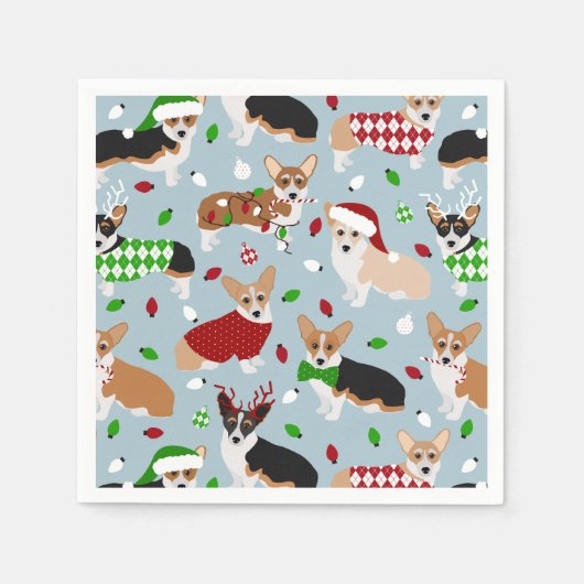 Kerstmis Corgi Dogs Napkins Servet (Voorkant)