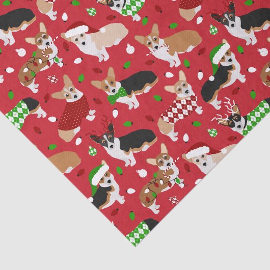 Kerstmis Corgi Dogs Tissuepapier (Detail)