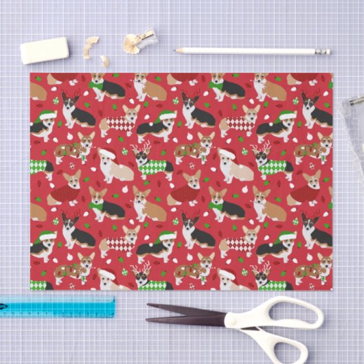 Kerstmis Corgi Dogs Tissuepapier (Craft)