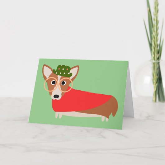 Kerstmis Corgi Feestdagen Kaart (Voorkant)