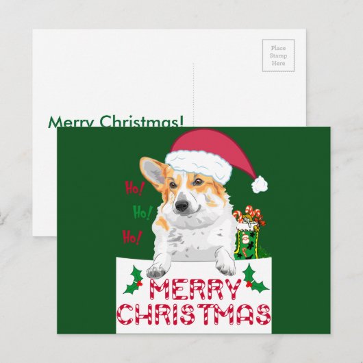 Kerstmis Corgi Feestdagenkaart (Voorkant / Achterkant)