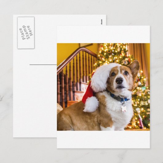 Kerstmis Corgi Feestdagenkaart (Voorkant / Achterkant)