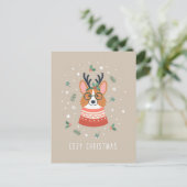 Kerstmis Corgi Feestdagenkaart (Staand voorkant)