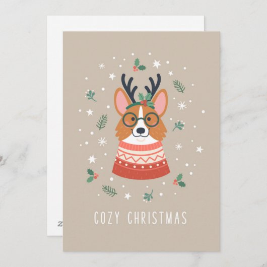 Kerstmis Corgi Feestdagenkaart (Voorkant / Achterkant)