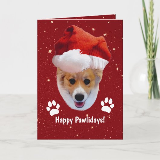 Kerstmis Corgi Gelukkige Pawlidays Kaart (Voorkant)