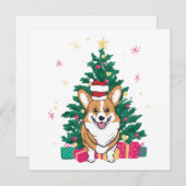 Kerstmis Corgi Hond en Kerstboom Feestdagenkaart (Voorkant / Achterkant)