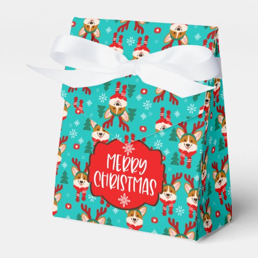 Kerstmis Corgi Hond Favor Doos Bedankdoosjes (Voorkant Zijde)