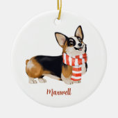 Kerstmis Corgi Hond Keramisch Ornament (Voorkant)