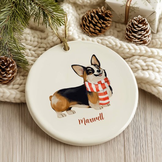 Kerstmis Corgi Hond Keramisch Ornament