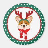 Kerstmis Corgi Hond Magneet (Voorkant)