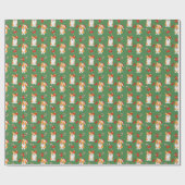 Kerstmis Corgi Hond Pet Candy Cane Xmas Cadeaupapier (Vlak)