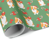 Kerstmis Corgi Hond Pet Candy Cane Xmas Cadeaupapier (Rol Hoek)