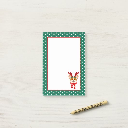 Kerstmis Corgi Hond Post-It Notities Post-it® Notes (Op bureau)