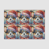 Kerstmis Corgi Hond Puppies Decoupage Tissuepapier (Voorkant)